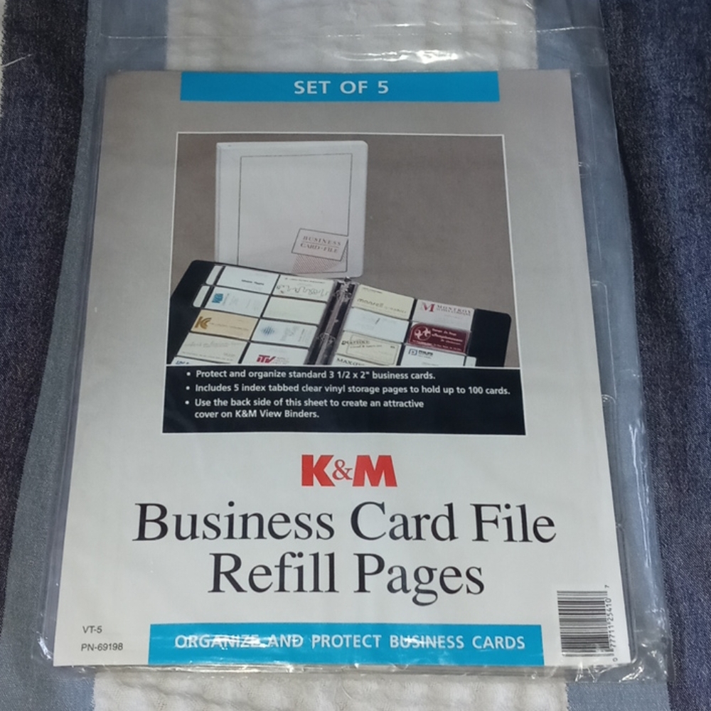 K&M Business Card File Refill Pages Set of 5